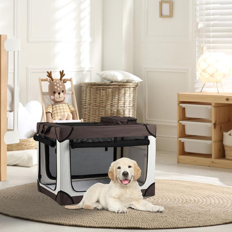 Yitahome Collapsible Dog Crate, 42 Inch Portable Travel Dog Crate, 4-Door Folding Soft Dog Kennel with Breathable Mesh Windows & Soft Mat，Indoor & Outdoor Use