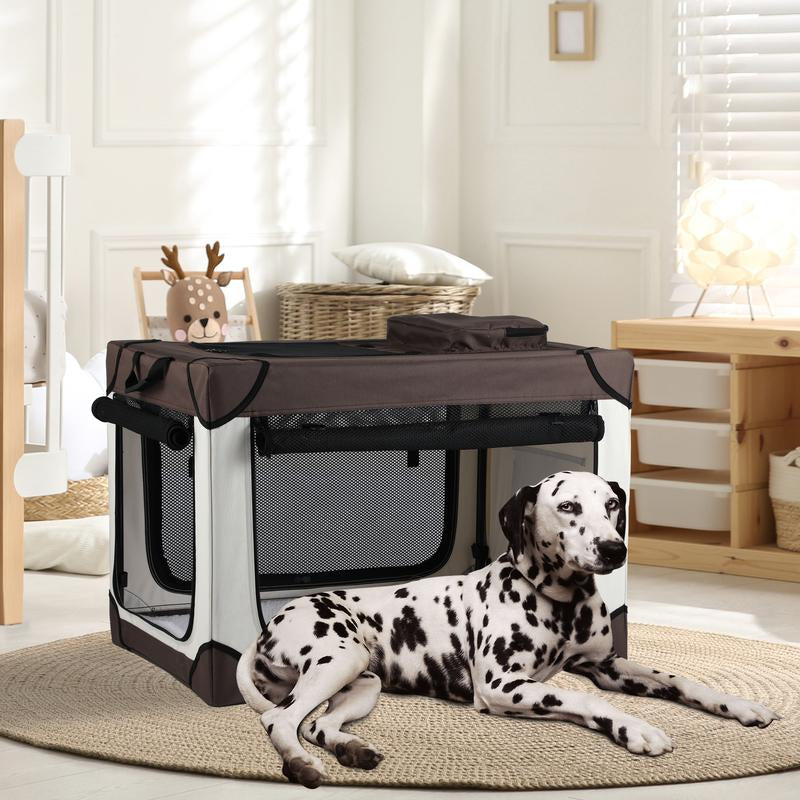 Yitahome Collapsible Dog Crate, 42 Inch Portable Travel Dog Crate, 4-Door Folding Soft Dog Kennel with Breathable Mesh Windows & Soft Mat，Indoor & Outdoor Use