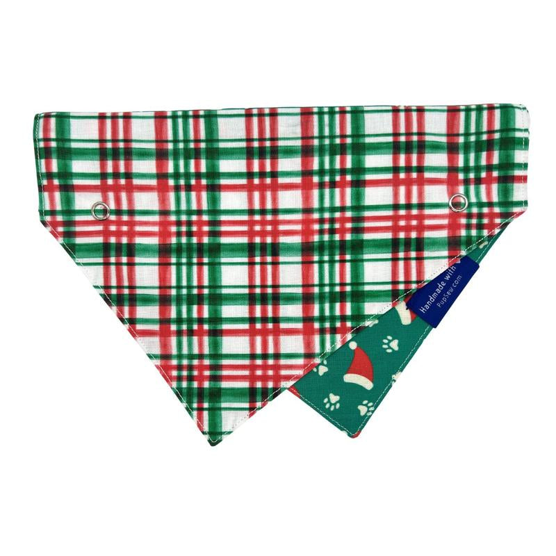 "Santa Paws" Dog Collar Bandana, Reversible and Two-Tone