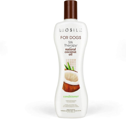 for Dogs Silk Therapy Conditioner with Natural Coconut Oil | Coconut Oil Dog Conditioner from  for Dogs | Pet Conditioner for Dogs, 12 Ounces,Beige