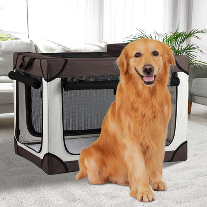 Yitahome Collapsible Dog Crate, 42 Inch Portable Travel Dog Crate, 4-Door Folding Soft Dog Kennel with Breathable Mesh Windows & Soft Mat，Indoor & Outdoor Use