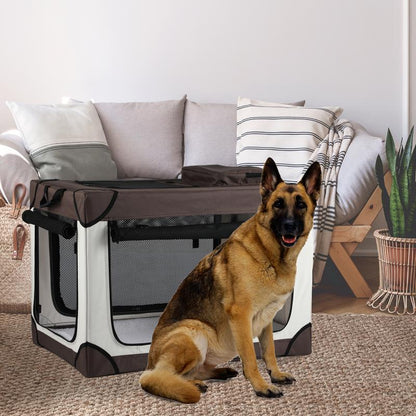 Yitahome Collapsible Dog Crate, 42 Inch Portable Travel Dog Crate, 4-Door Folding Soft Dog Kennel with Breathable Mesh Windows & Soft Mat，Indoor & Outdoor Use