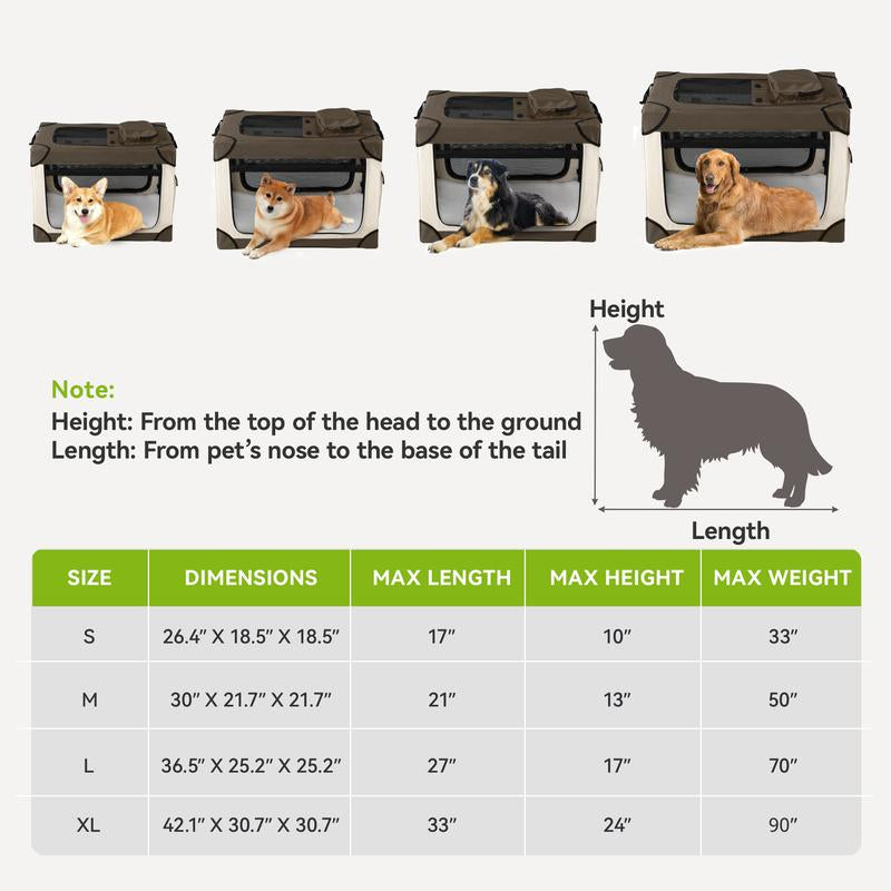 Yitahome Collapsible Dog Crate, 42 Inch Portable Travel Dog Crate, 4-Door Folding Soft Dog Kennel with Breathable Mesh Windows & Soft Mat，Indoor & Outdoor Use