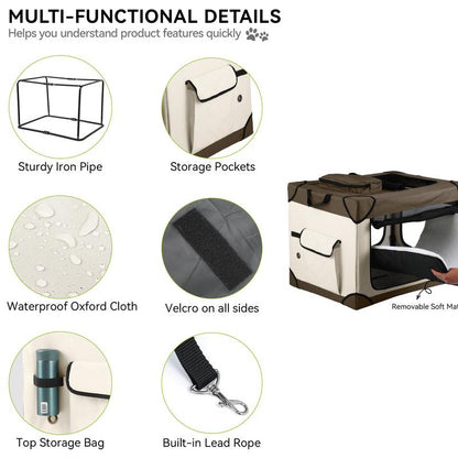 Yitahome Collapsible Dog Crate, 42 Inch Portable Travel Dog Crate, 4-Door Folding Soft Dog Kennel with Breathable Mesh Windows & Soft Mat，Indoor & Outdoor Use