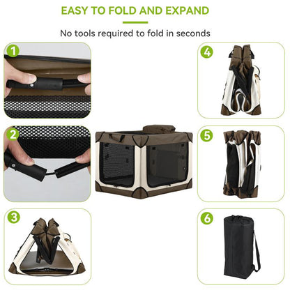 Yitahome Collapsible Dog Crate, 42 Inch Portable Travel Dog Crate, 4-Door Folding Soft Dog Kennel with Breathable Mesh Windows & Soft Mat，Indoor & Outdoor Use