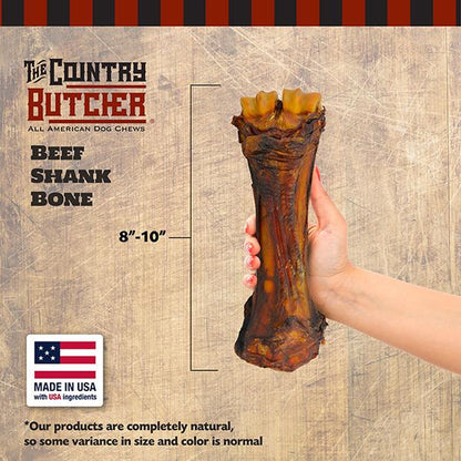The Country Butcher Beef Shank Dog Bones for Aggressive Chewers Large Breed Treats Natural Tough Chew Toy 3 Count Made in USA