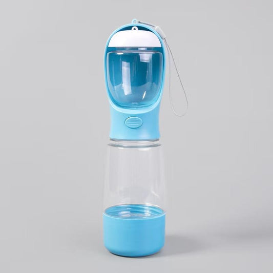 3-In-1 Portable Pet Water Bottle with Poop Bag Holder & Pet Food Jar, Leak Proof, for Outdoor Travel Hiking Includes Free 15Ct Dog Poop Bags